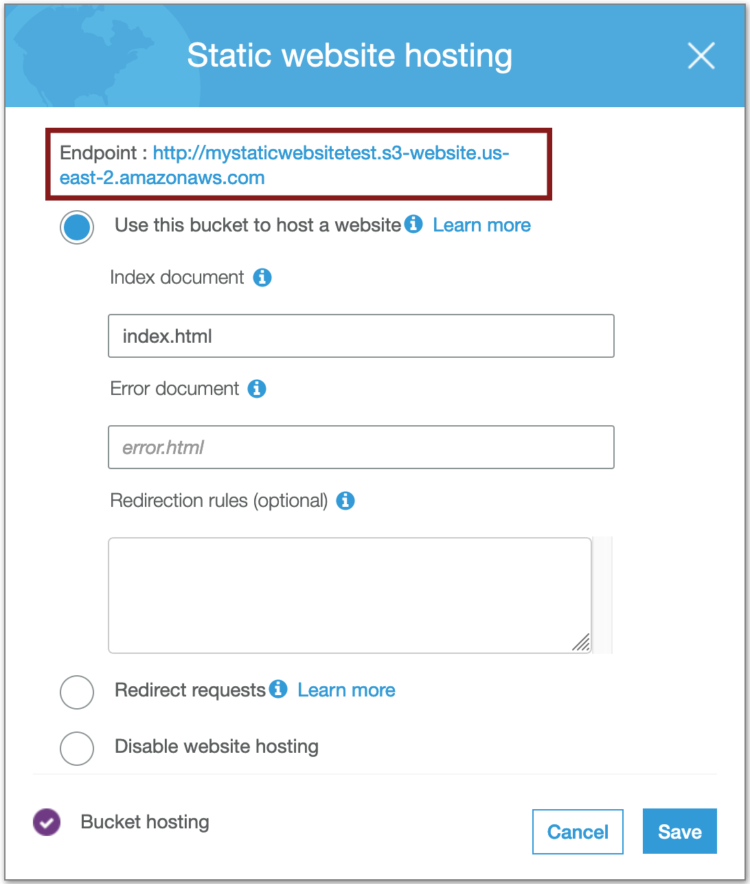 Find the configured URL for your website here